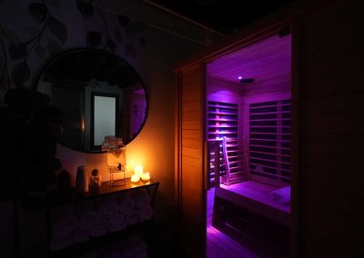 Recovery room with sauna and cold plunge at Next Level Holistic Healing in Santa Monica, CA